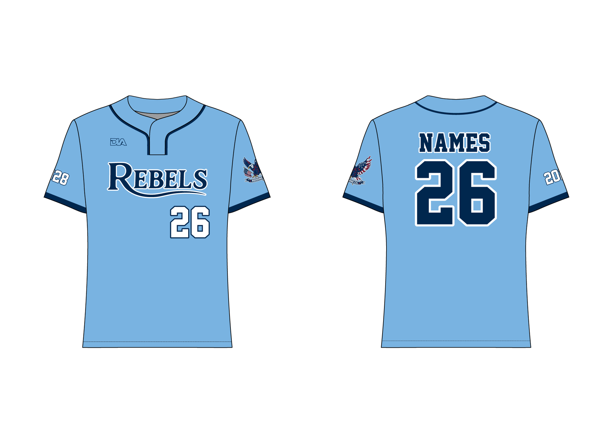 Redding Rebels Stealth 2-Button Jersey 