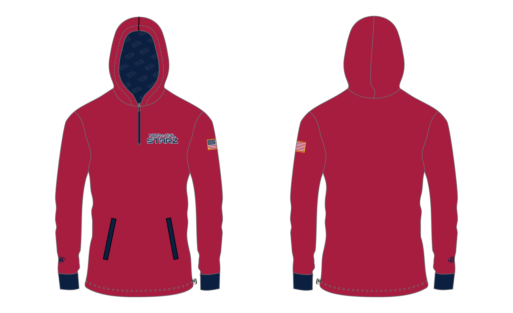 Nor Cal Starz Long Sleeve w/ Hood Pro-Form Quarter Zip 